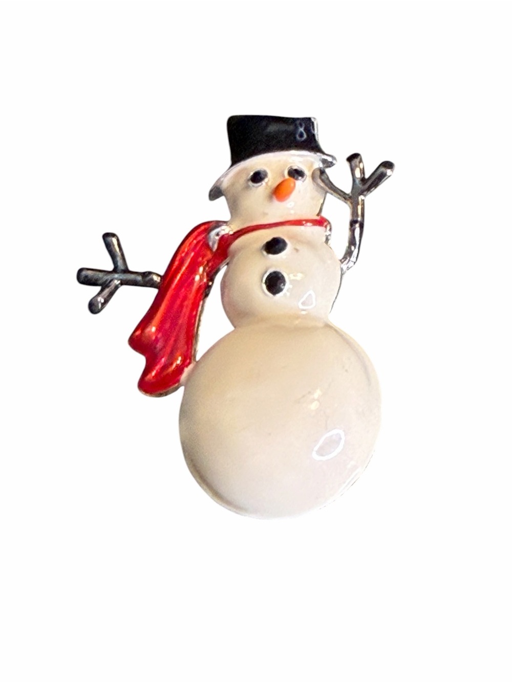 Anne Klein Enamel Snowman Brooch Pin Red Scarf Winter Holiday 2”